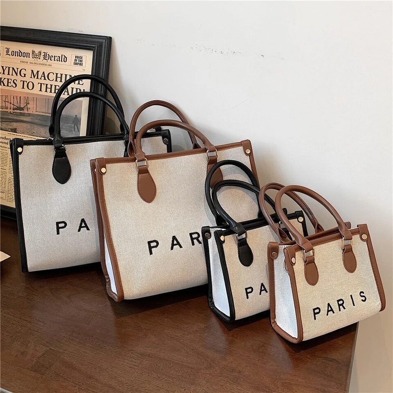 Burminsa Canvas Large Commuting A4 Work Tote Handbags For Women 2023 Trend Luxury Designer Small Ladies Shoulder Crossbody Bags_voghion.com