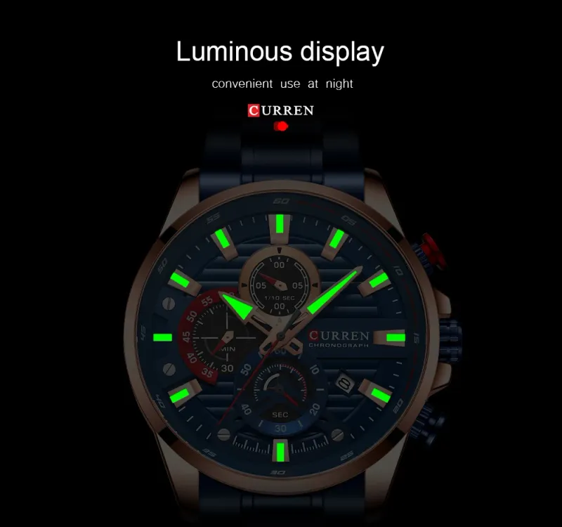 CURREN Multifunctional Quartz Men's Watch Sport Stainless Steel Strap Luminous Watch With Automatic Date Часы Мужские Наручные_voghion.com