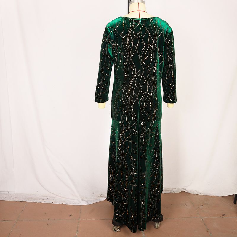 Ženska oblačila Ženski plus size tričetrtinski rokav morska deklica z visokim in nizkim robom, ekstra dolg žametni formalni kombinezon_voghion.com