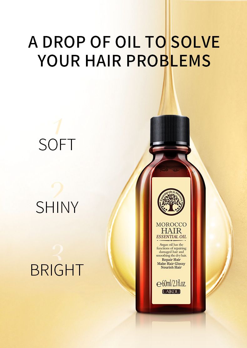 Laico Moroccan Hair Care Essential Oil 60ml Kuiville ja sileille hiuksille tarkoitettu hoitoaine, huuhteluton, englanninkielinen pakkaus_voghion.com
