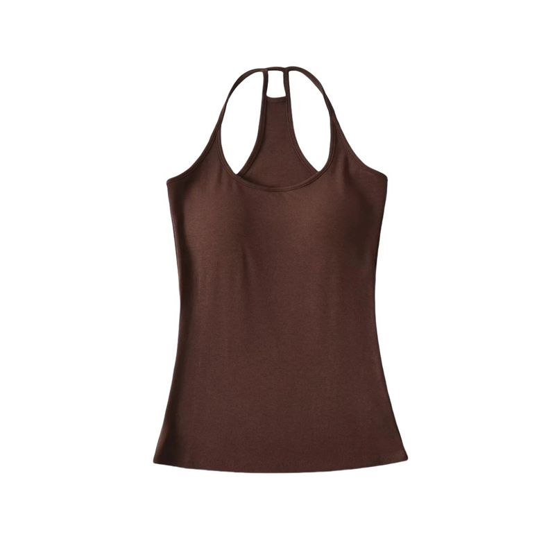 Completo composto da canotta imbottita elasticizzata sexy aderente e pantaloni svasati a vita bassa_voghion.com