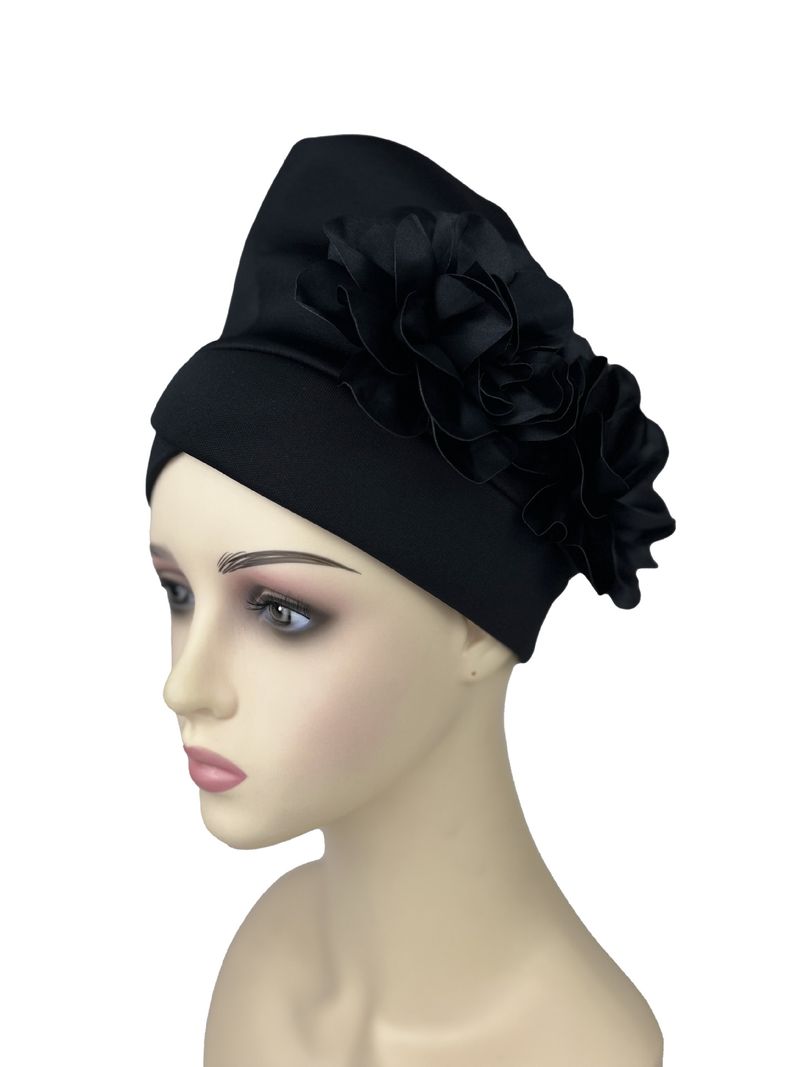 Damen Hijab Hut übertrieben Hut Luftschicht Seite große Blume Hut Moslemischer Hut Baotou Hut_voghion.com