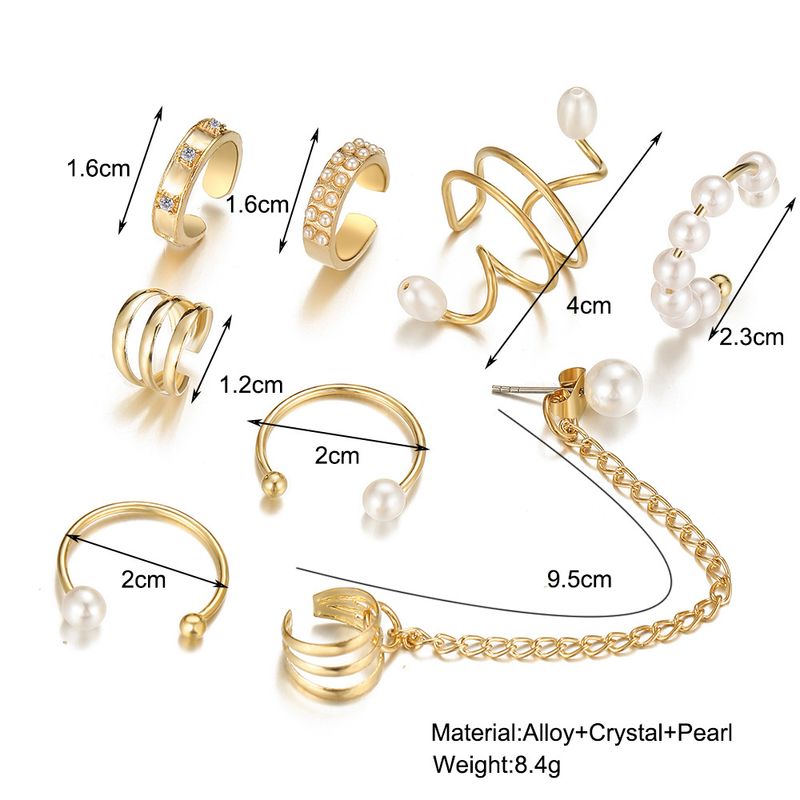 Nuevo y superventas, juego de 8 clips para oreja con borlas de perlas creativas, sin perforaciones, grandes y pequeños_voghion.com