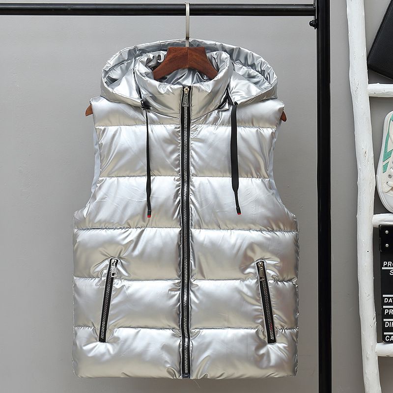 Cappotto lucido da uomo autunno e inverno, cotone, canotta, gilet caldo, versione coreana, indossato per le coppie, gilet_voghion.com