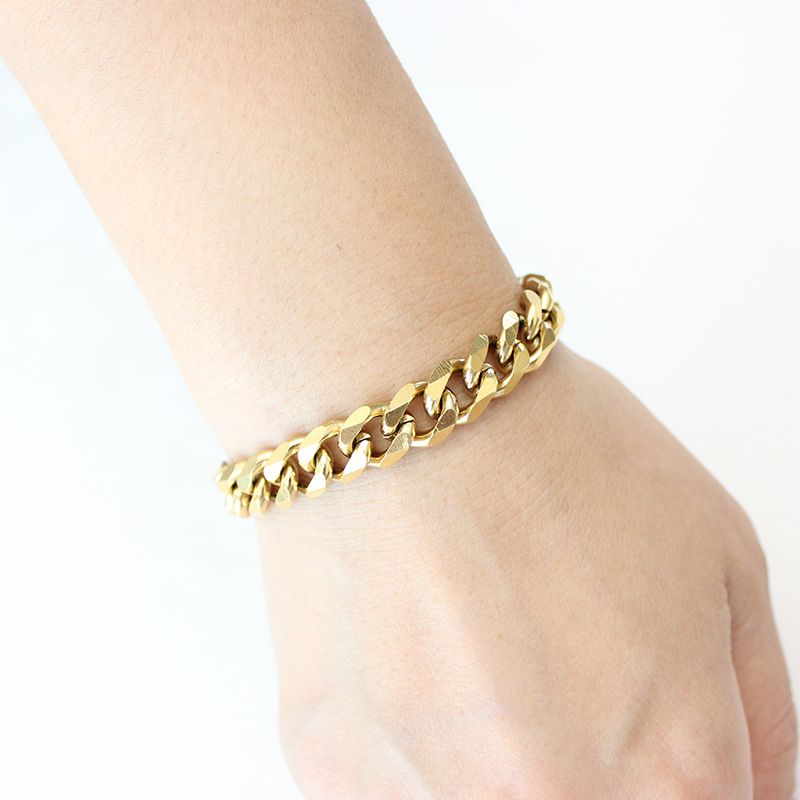 Bracciale in acciaio inossidabile con catena cubana piatta e spessa, semplice e alla moda, NK306/4DC_voghion.com