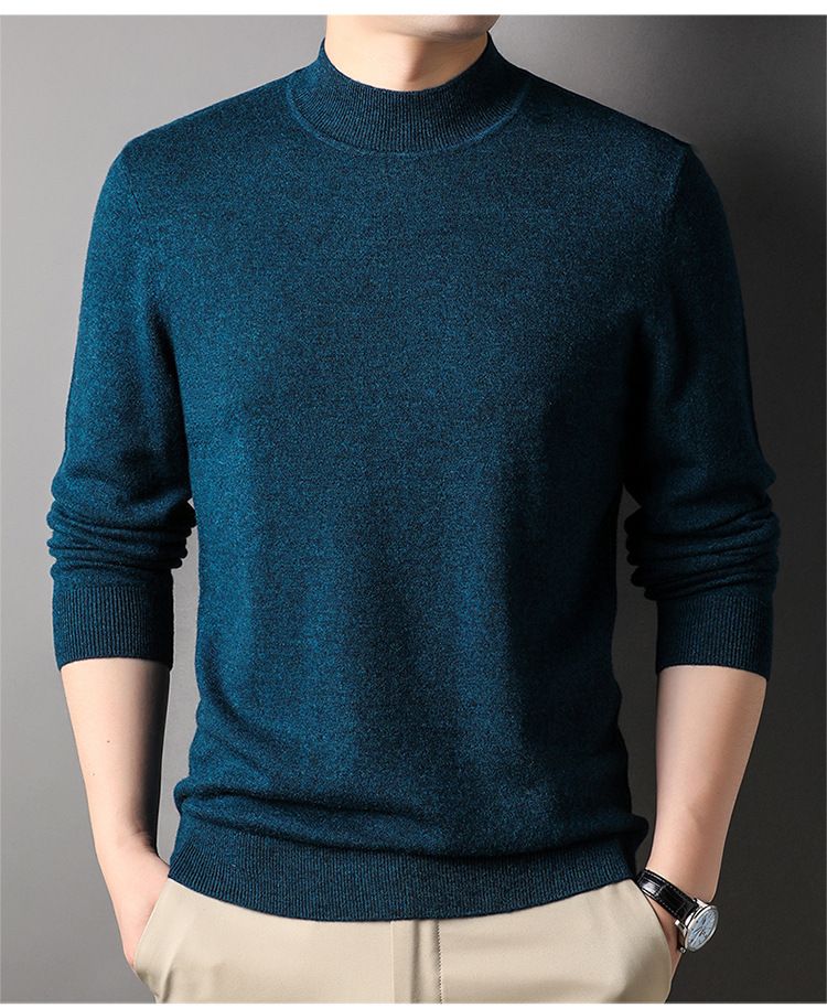 Abbigliamento maschile Maglione di lana da uomo autunno e inverno abbigliamento maschile giovanile maglione di base lavorato a maglia multicolore intimo in lana maglione a collo alto_voghion.com