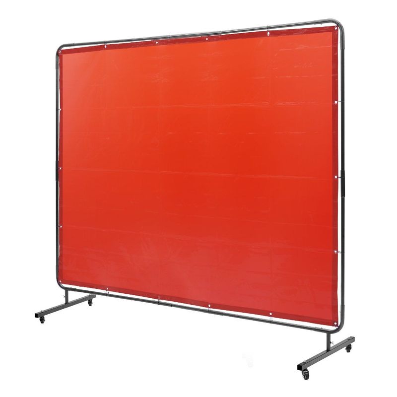 X Wheels Screen 8' Welding 2 FlameResistant Swivel Frame Welding Curtain 4 Protection L Vinyl Screen With On 6' Welding Screen_voghion.com