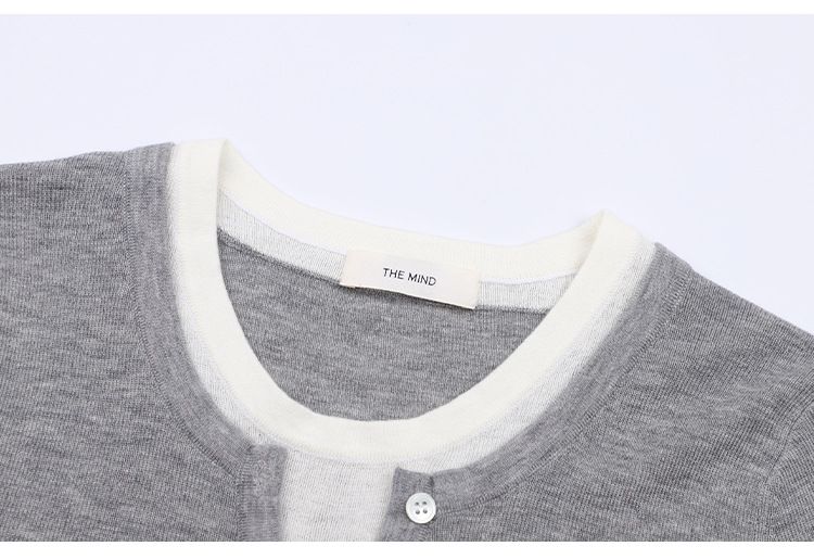 THE MIND Wool Contrasting Color Fake Two-piece Long-sleeved Knitted Sweater Women's 2025 Autumn And Winter Korean Version Simple Sweater_voghion.com