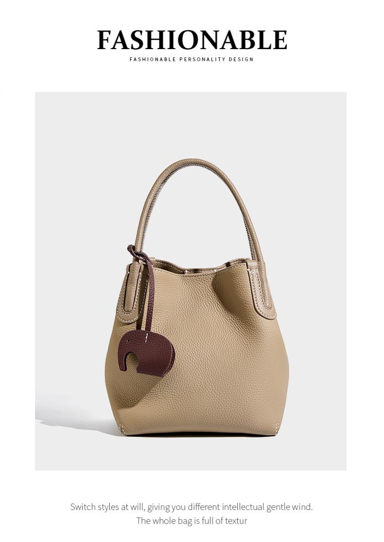 Sommermode Echtleder Eimer Tasche Nische Erste Schicht Rindsleder Retro Eine Schulter Crossbody Handheld Gemüse Korb Tasche_voghion.com