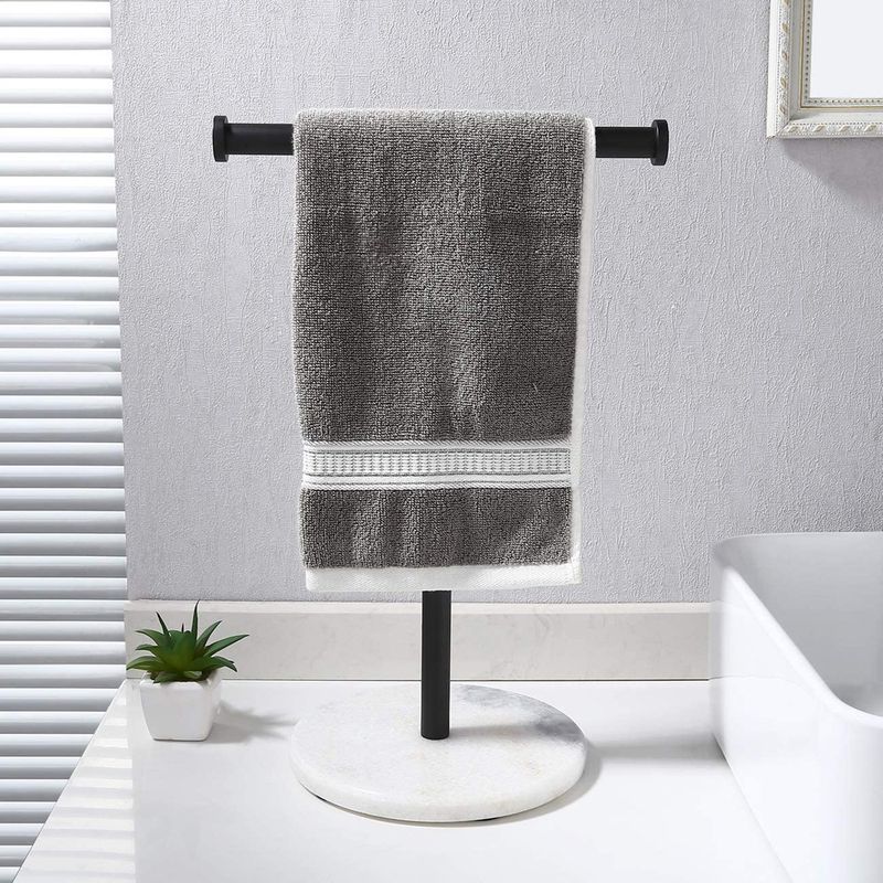 Hot Sale Table Top Marble Base Towel Bar Removable Stainless Steel Vertical Towel Rack Toilet Paper Holder_voghion.com