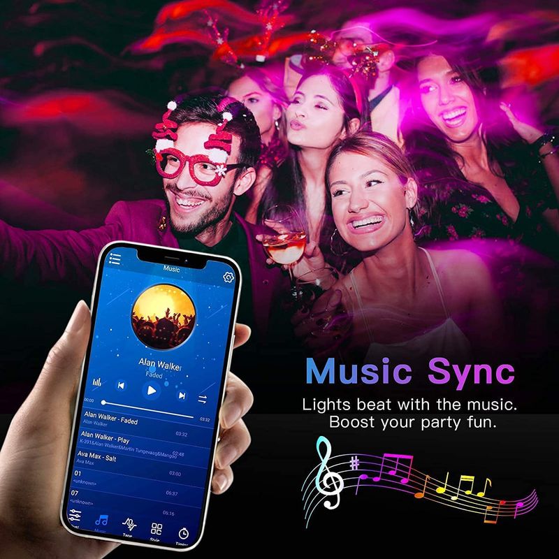 RGB LED-stripverlichting met muzieksynchronisatie, USB 5V afstandsbediening, flexibele LED-lintlamp voor kamer, feest, tv, bureau, slaapkamerdecoratie_voghion.com