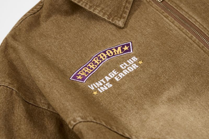 Eon Modish 2025 Autumn New American Street Fashion Embroidered Washed Denim Jacket_voghion.com