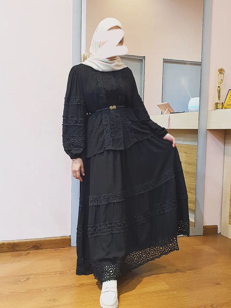 Women's Clothing Lace Applique Shirt + Loose Skirt Long Skirt Two Piece Suit_voghion.com