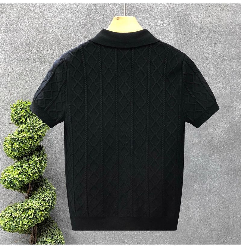 Herrenbekleidung Hübscher Kurzarmpullover Trendy Brand Casual Halbarm-Strickpullover Frühlings- und Sommer-Unterhemd_voghion.com