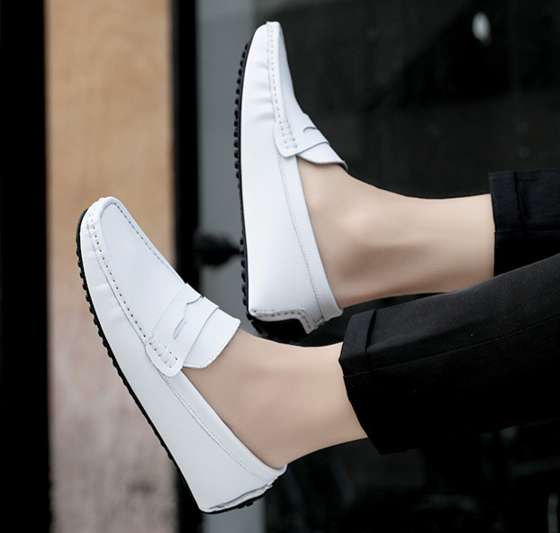 New Genuine Leather Bean for Men's Casual Driving with Soft Sole, Fashionable Fit, and Versatile Lazy Shoes in Large_voghion.com