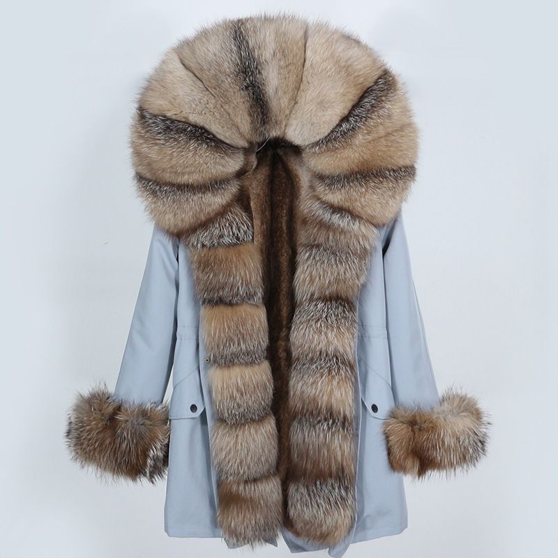 Naisterõivad Parker Fur Winter eemaldatava voodriga keskmise ja pika rebase karusnahast mantel_voghion.com