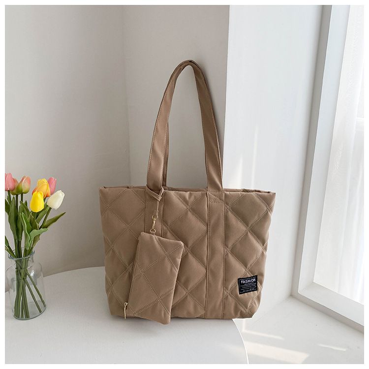 Borsa a tracolla da donna Chao Fashion, borsa a tracolla imbottita in cotone, semplice borsa tote di grande capacità_voghion.com