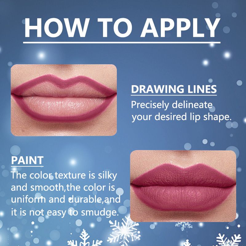 Christmas 12 color mixed lip liner set Nude non stick velvet matte lipstick makeup_voghion.com
