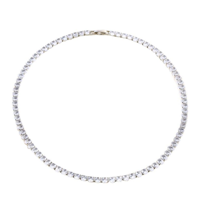 Collana con fila di zirconi intarsiati in rame Kérastase Hip-Hop, catena da tennis INS, specifiche multiple, ovale 4*6 colorato_voghion.com