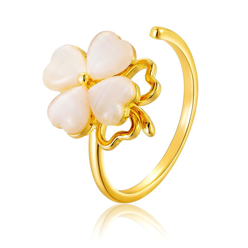Anello a forma di occhio di gatto girevole a forma di cuore con trifoglio, per donna, in stile francese, unico, leggero, di lusso, semplice e di alta qualità, per indice._voghion.com