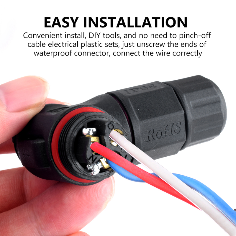 10pcs 2/3/4/5 Pin Waterproof Connector Electrical Terminal Junction Cable IP68 Adapter Set Wire Screw LED Light Box Outdoor_voghion.com
