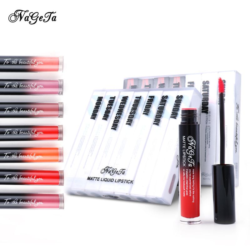 NAGETA 7 Set di colori Specchio in vetro Tazza ferma Rossetto liquido non sbiadisce_voghion.com