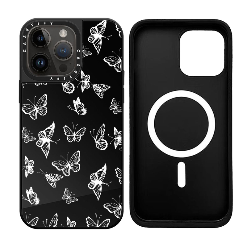 CASETiFY Pearl Small Fragmented Butterfly 15promax Wen Jiaying Same Magnetic Absorbing Mirror Phone Case Apple 14_voghion.com
