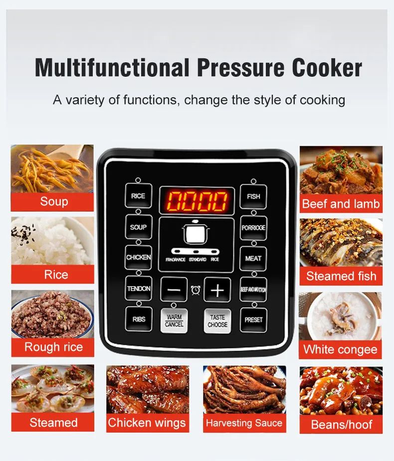 Pentola a pressione elettrica multifunzione Riso Carne Zuppa Cottura Prenotazione intelligente Pentola da cucina antiaderente per 110v 220v_voghion.com