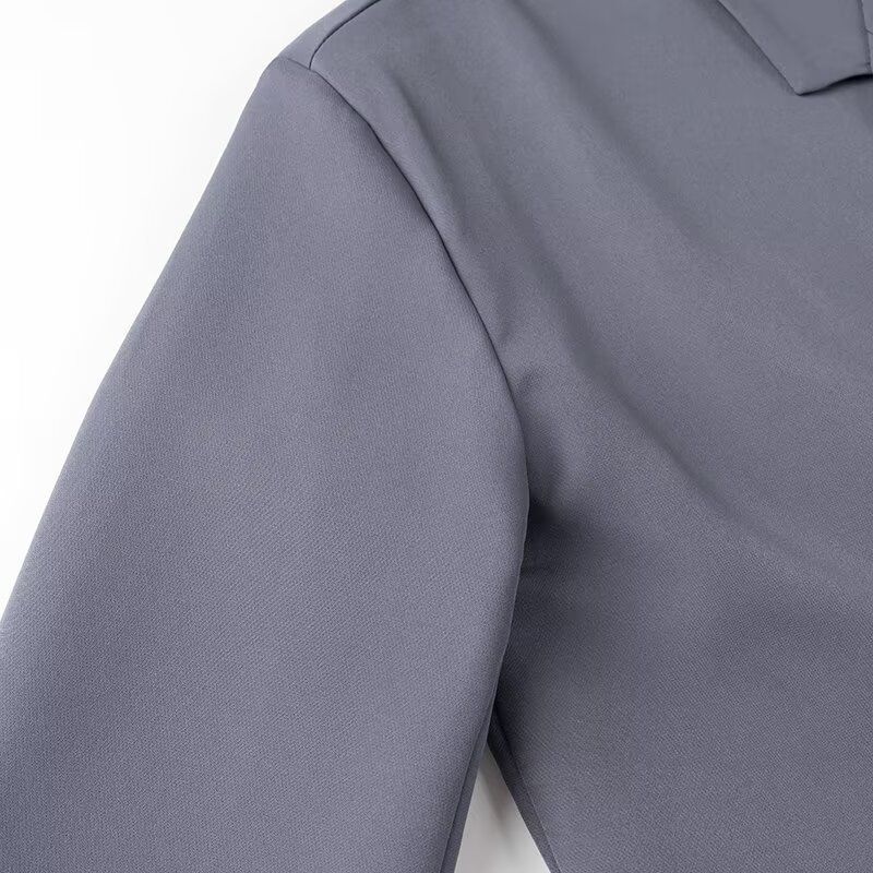 Giacca blazer oversize da donna - Classico cappotto a maniche lunghe con revers a lancia e tasche, in poliestere, casual, da lavoro o da ufficio (nero/grigio/kaki, S/M/L)_voghion.com