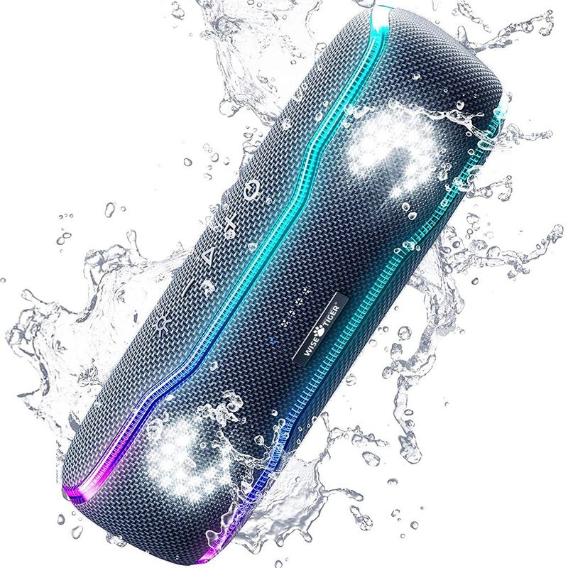 1SETIGER Outdoor Portable IPX7 Waterproof Sound Box BT5.3 Louderspeaker Stereo With 25W Colorful Light Surround Speaker_voghion.com