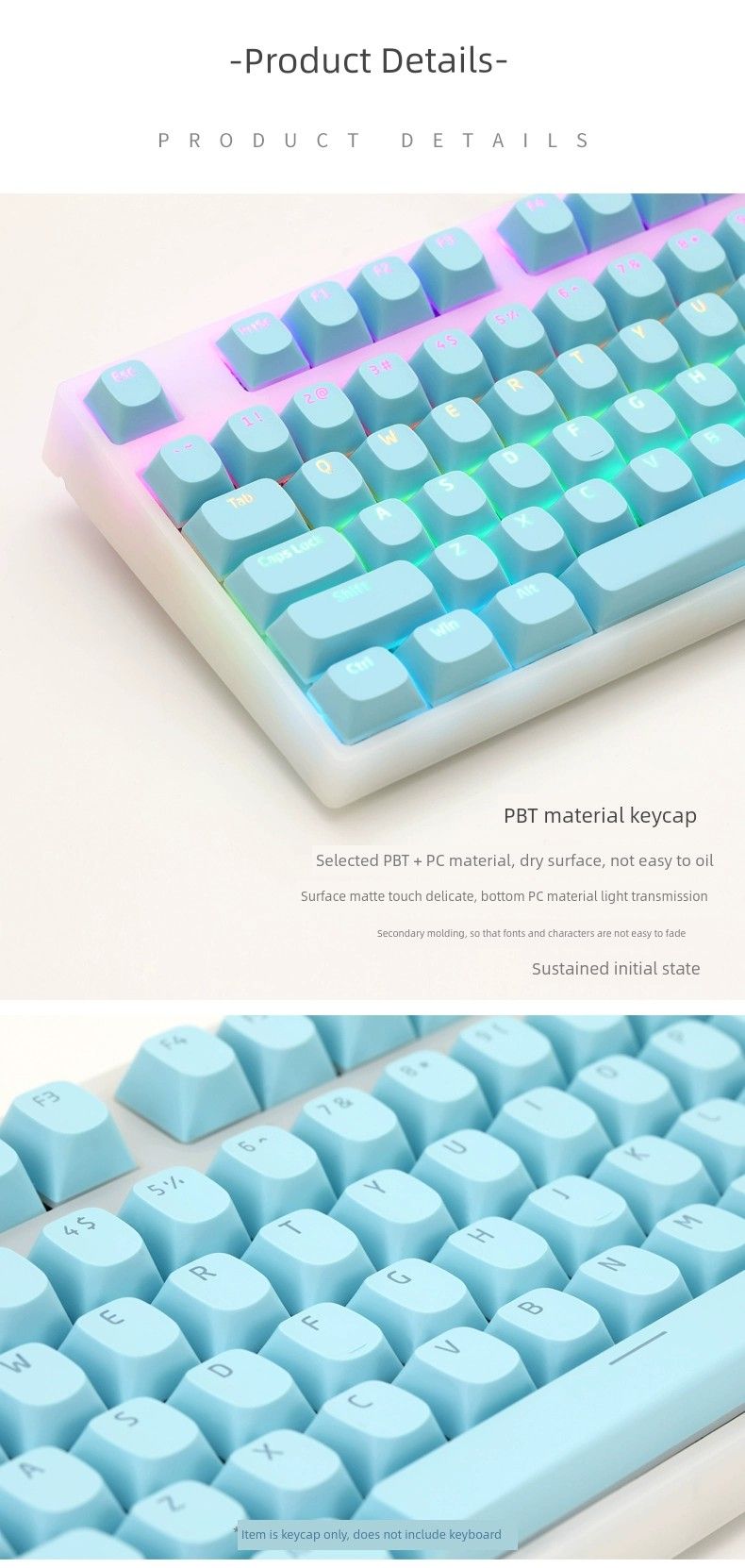 Little Pudding PBT Transparent Keycap 61/64/68/75/82/84/87/104 Key Customized Keyboard OEM Ball Cap_voghion.com