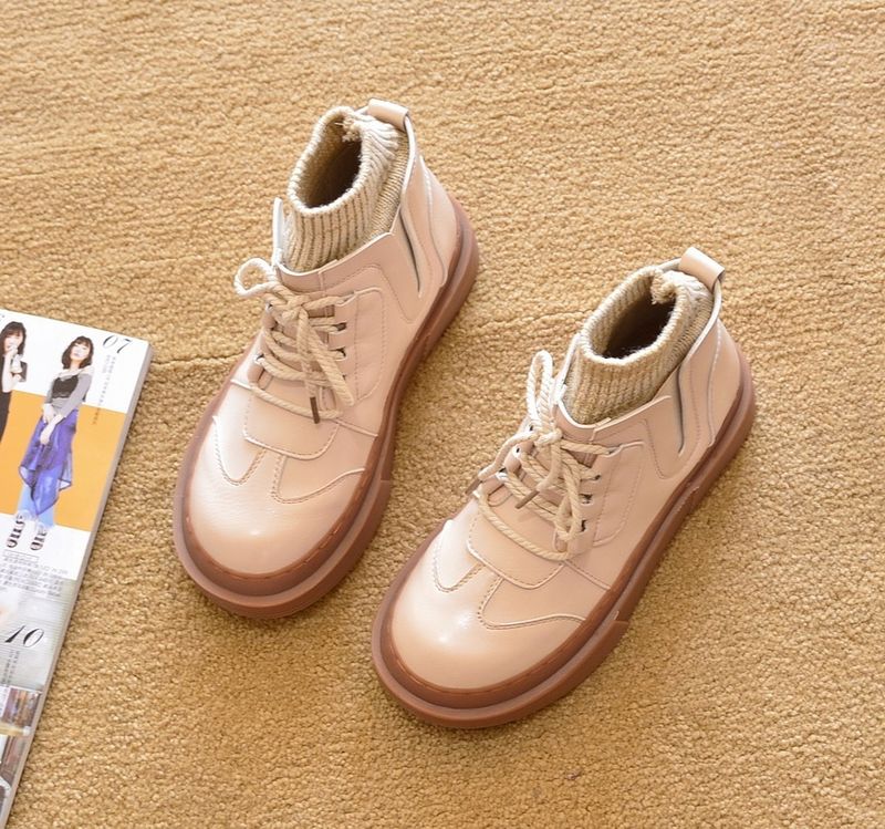 Spring Autumn Foreign Trade Flat Heel European And American Knight Round Head Ankle Boots_voghion.com