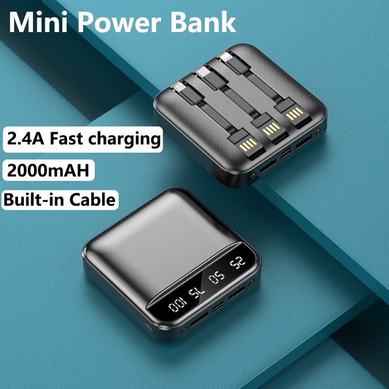 Portable 10000/20000 Mah Fast Charging Display Integrated Cable Dual LED Lighting Mini Power Bank Suitable For All_voghion.com