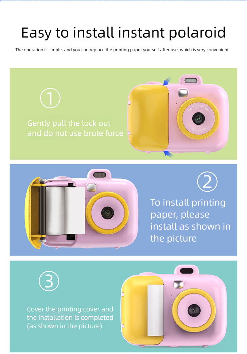 Cámara digital inteligente Polaroid HD con impresión de belleza, juguete para niños_voghion.com