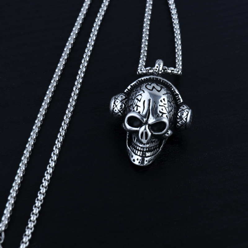 Retro Hip Hop Punk Paslanmaz Çelik Kafatası Kolye erkek Kaya Kişilik Uzun Kolye Kolye Boho Cadılar Bayramı Süs_voghion.com
