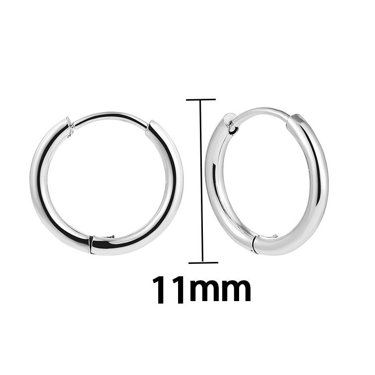 Sieradenset voor dames Fashionr Supply Retro Fashion Eenvoudige roestvrijstalen oorbel Veelzijdige ronde hoepeloorbellen_voghion.com