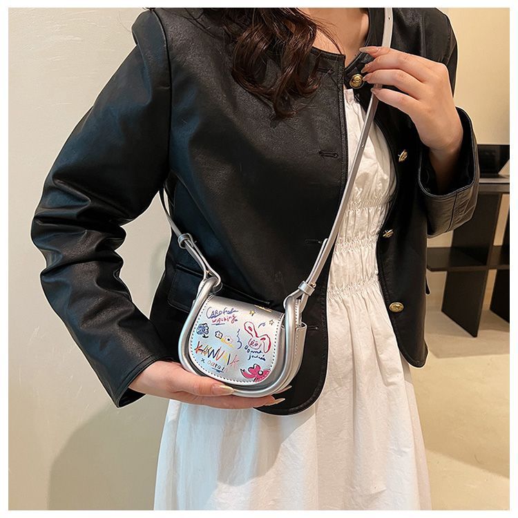 FOUR ONE Super süße Western Cartoon Graffiti kleine weibliche koreanische Version Student Crossbody Mini PU Tasche_voghion.com