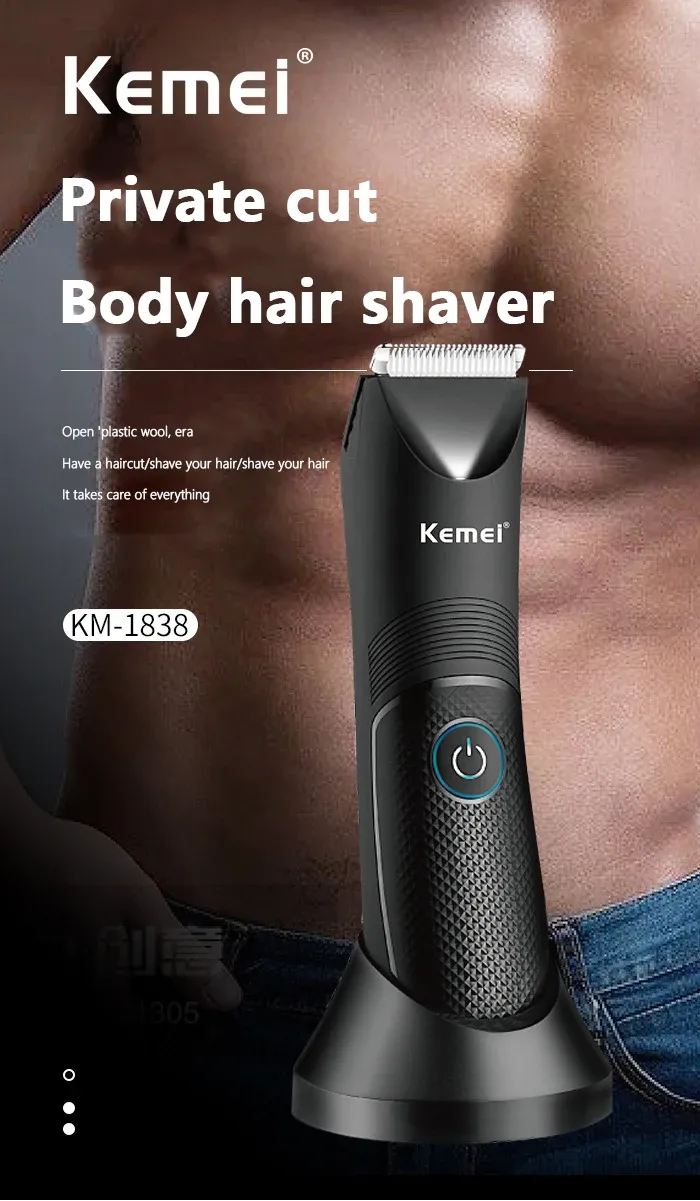 KM-1838 Tagliacapelli per inguine Lama in ceramica Impermeabile Tagliacapelli per barba asciutto e bagnato Rasoio per peli del corpo ascelle pubiche_voghion.com