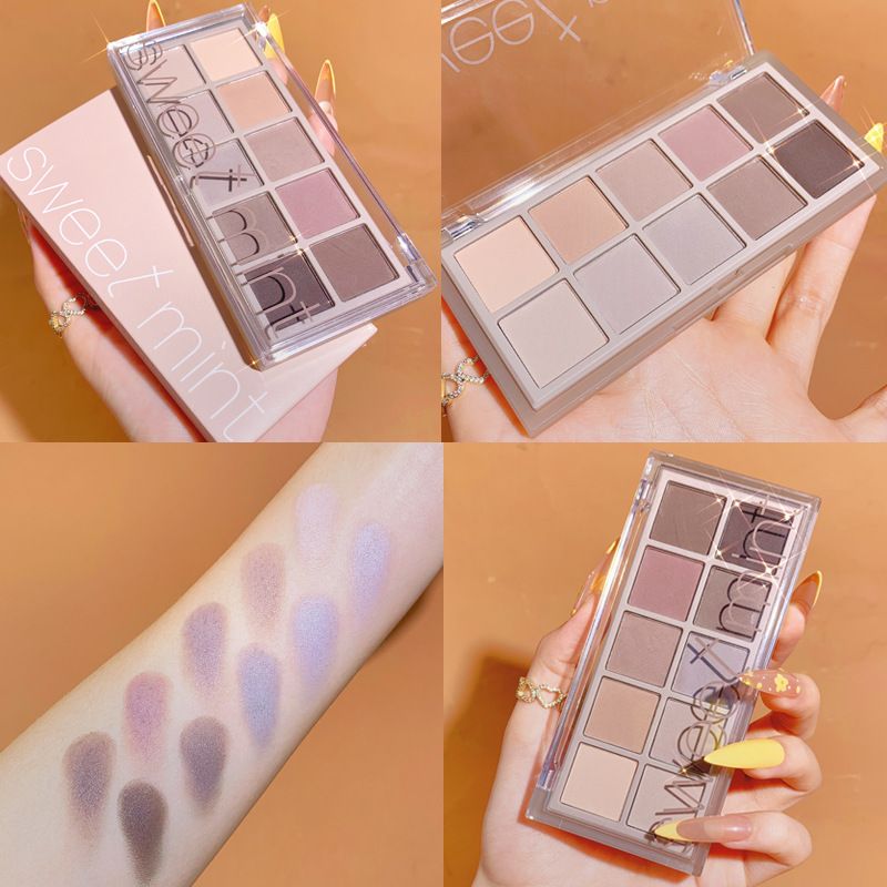 Make Up Sweet Mint Ten Color Eye Shadow Plate Pearlescent Matte Fine Flash Daily Affordable Cement Big Site Eye Shadow_voghion.com