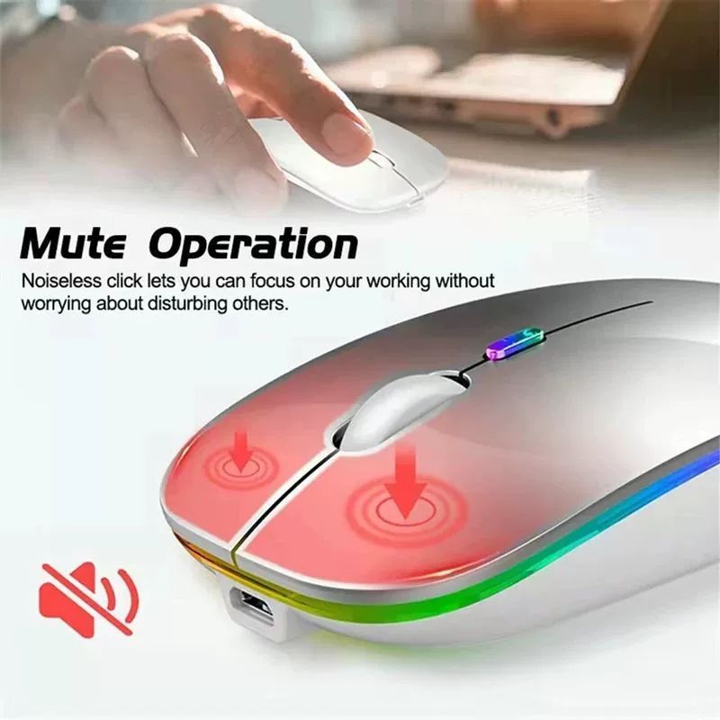LED Wireless Mouse Bluetooth-compatible Slim Rechargeable Si_voghion.com