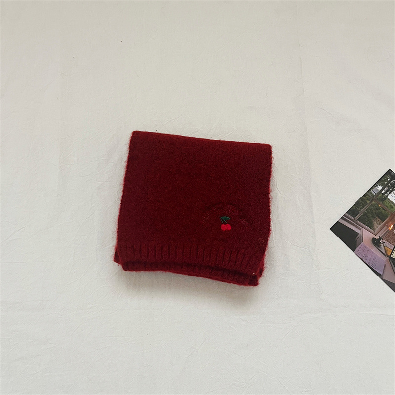 Sciarpe per bambini Sciarpa lunga per bambini autunno e inverno neonati e ragazze protezione calda dal freddo per il collo con ricamo ciliegia_voghion.com