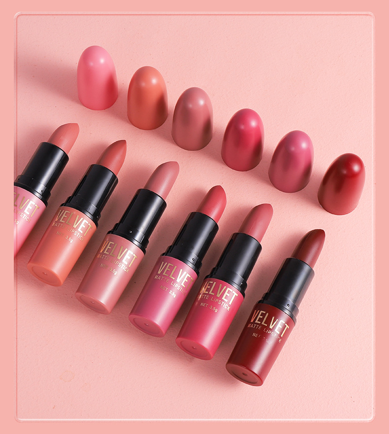 Matte Lipstick Set - 6 Velvet Bullet Lipsticks Gift Box, Long-Lasting & Highly Pigmented, Cruelty-Free & Vegan, Trendy Shades For All Skin Tones_voghion.com