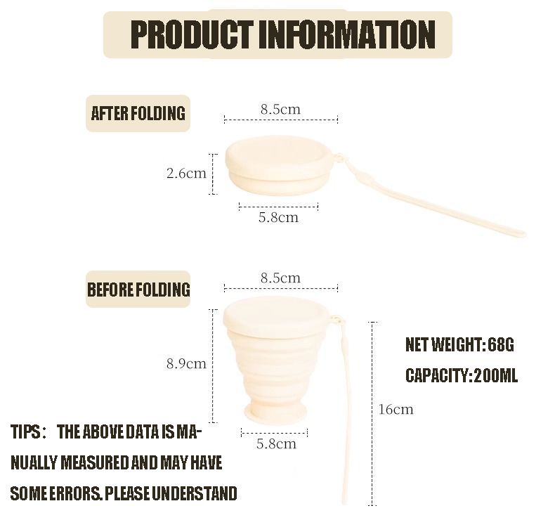200 ml pārnēsājama silikona saliekama ūdens krūze, āra karstumizturīga teleskopiska saliekama krūze ar vāku ceļojumu, kempinga vajadzībām_voghion.com