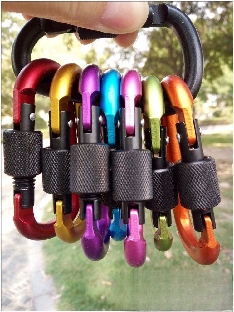 Outdoor Multifunctional Carabiner Hook Quickdraw D-shaped Aluminum Alloy Keychain Backpack Water Bottle Security Buckle_voghion.com