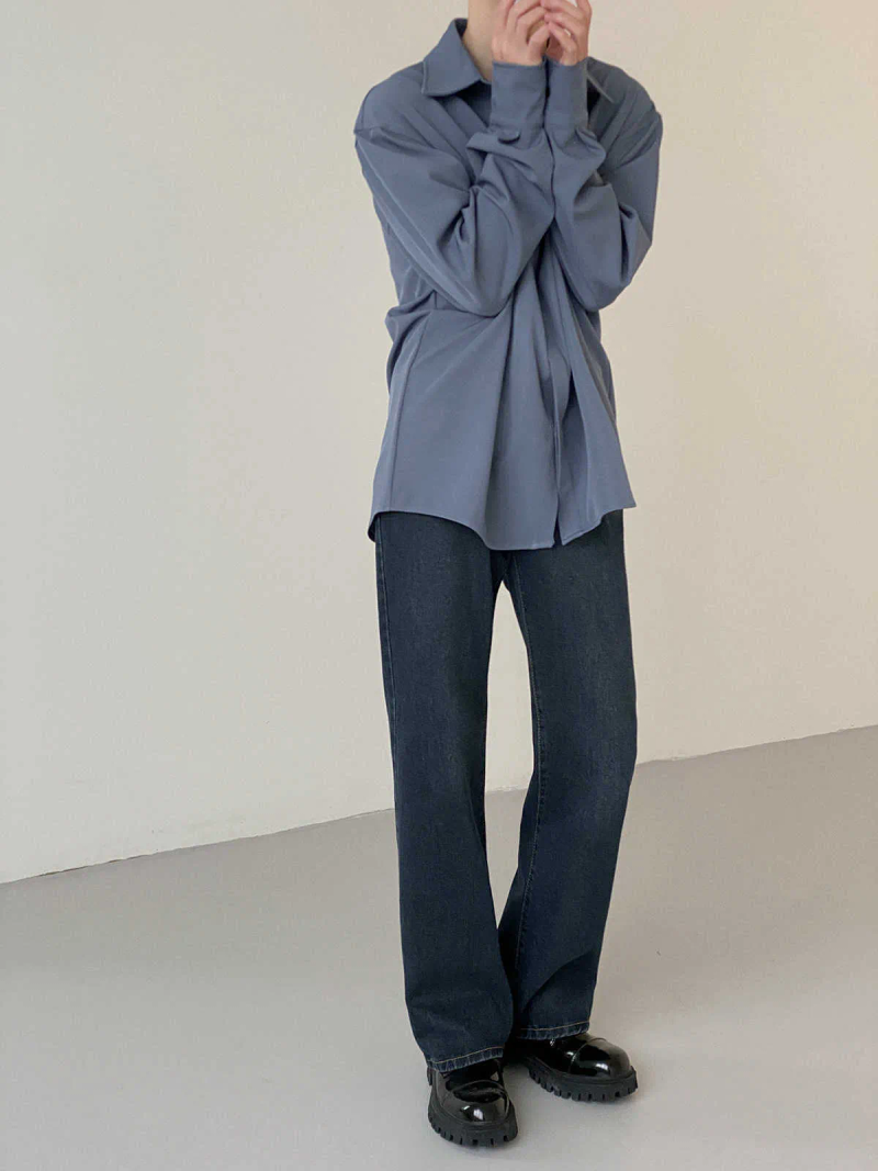 Men's IEFB Men Casual Denim Straight Pants Korean Style Solid Color Loose Simple 2022 Autumn Fashionable New Jeans_voghion.com
