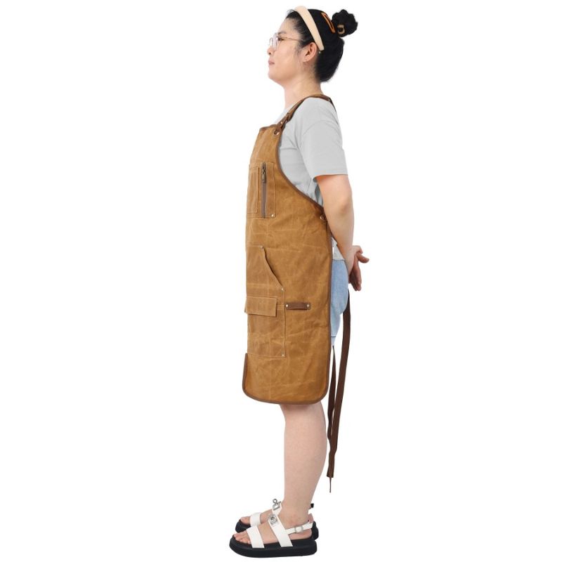 Long Heavy Duty Waxed Canvas Tool Apron Carpenter Aprons Woodworking Aprons Carpenters WaterResistant 18 Oz Fully Adjustable To_voghion.com