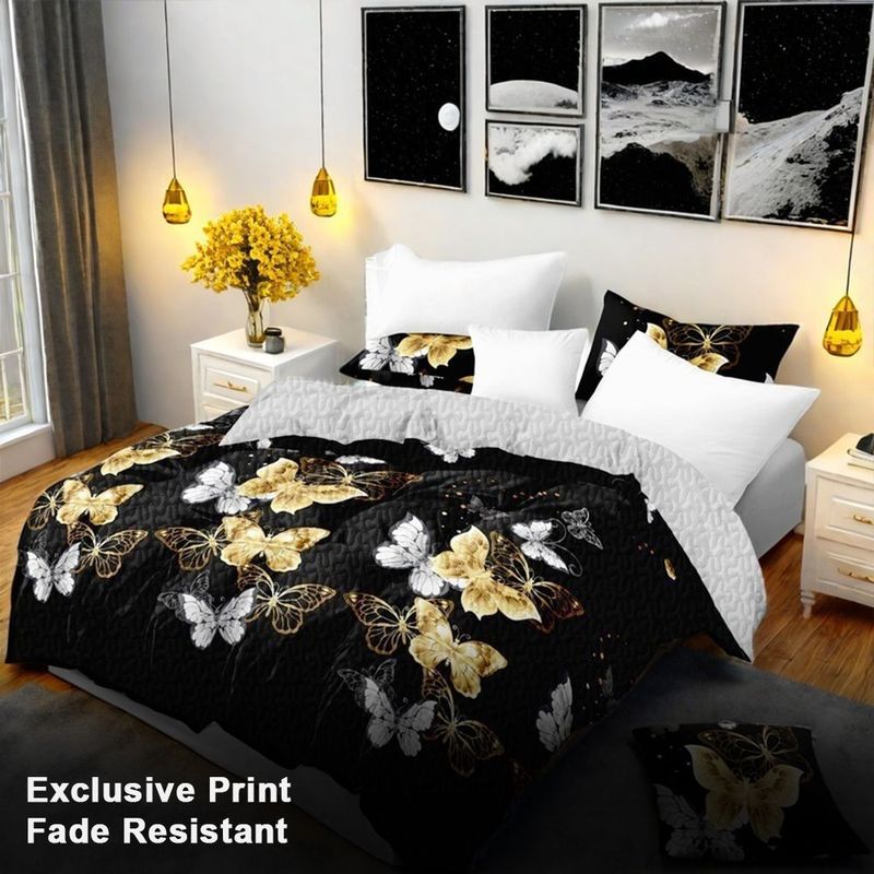 9 Piece Soft All-Season Washed Microfiber Cover Set , Twin/Queen/King/Calking Bedding Set With Pillowcases,Bedspread Print Curtains & Solid Curtains,Print, Moisture-Wicking, Soft ,Cooling, Easy Care_voghion.com