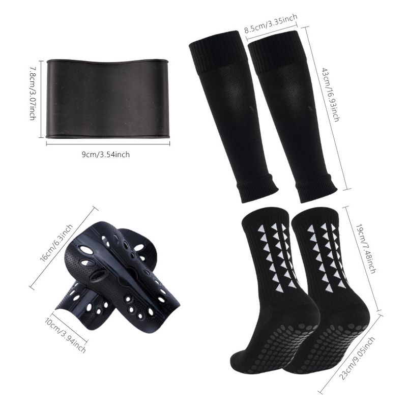Combinación de calcetines de fútbol con base de toalla gruesa para adultos, calcetines mágicos antideslizantes con pegamento para hombres y mujeres, calcetines con protectores de piernas_voghion.com