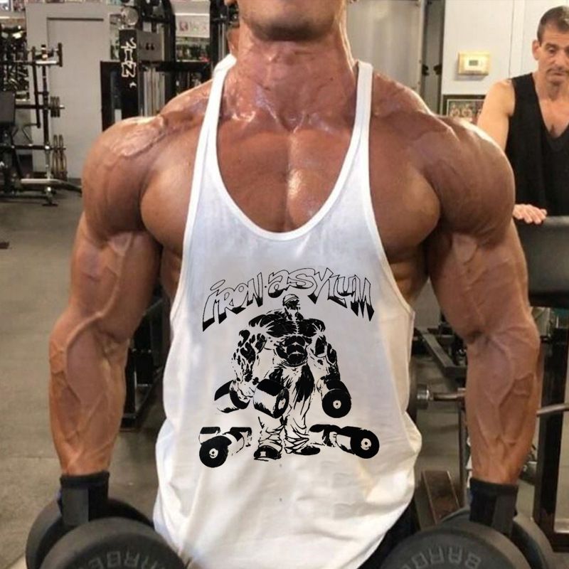 Erkek Giyim Fitness Gevşek Antrenman Şekilli Askılar Pamuklu Spor Engelliler Vücut Geliştirme İnce Askılı Yelek_voghion.com