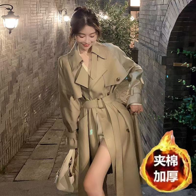 Koreaanse stijl mid-length trenchcoat lente herfst nieuwe kleine hoge Britse casual overjas voor vrouwen_voghion.com